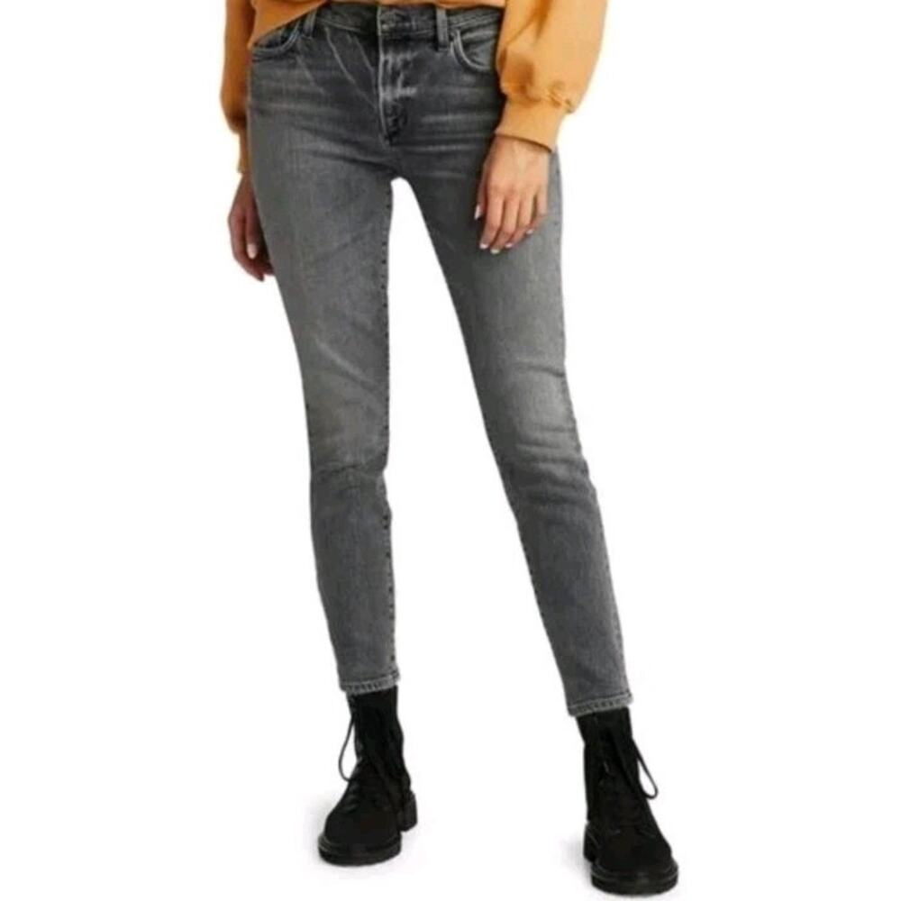 Agolde Sophie Crop Mid Rise Skinny Ankle Denim Jeans in Duet Gray Size 28